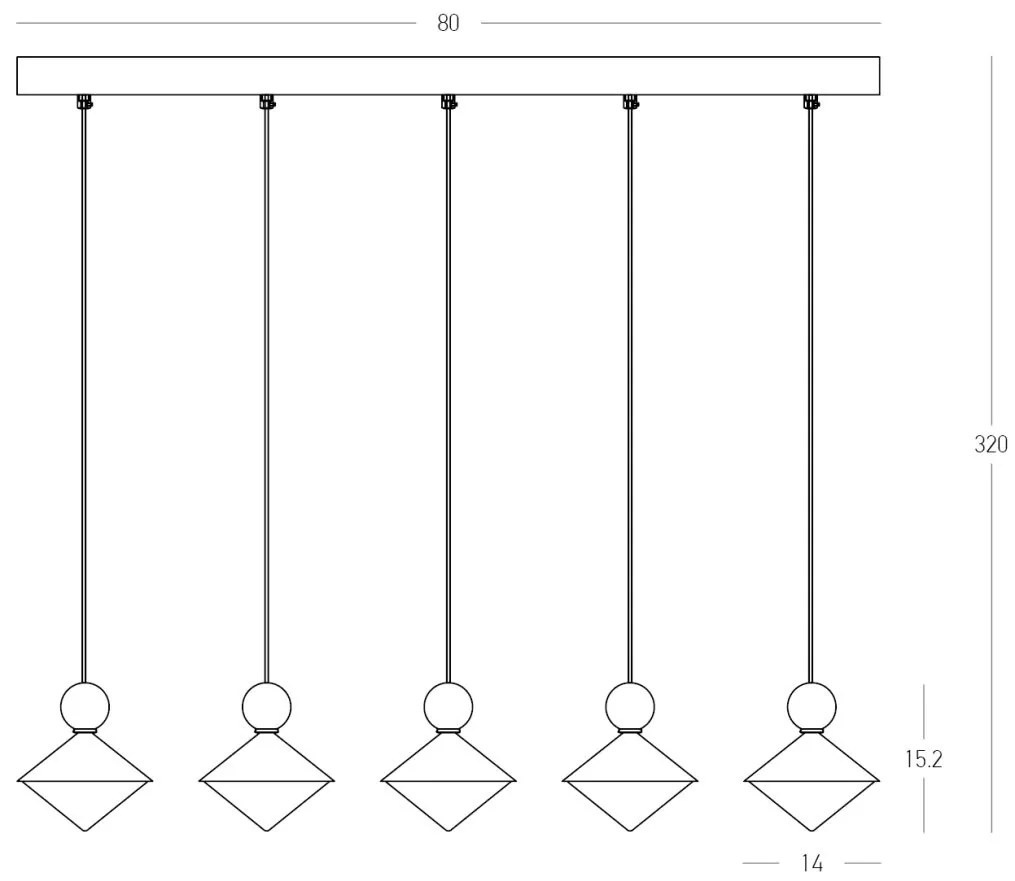 Lustra cu 5 pendule LED, Ceramica, Sticla, BRASS, ZB-25103