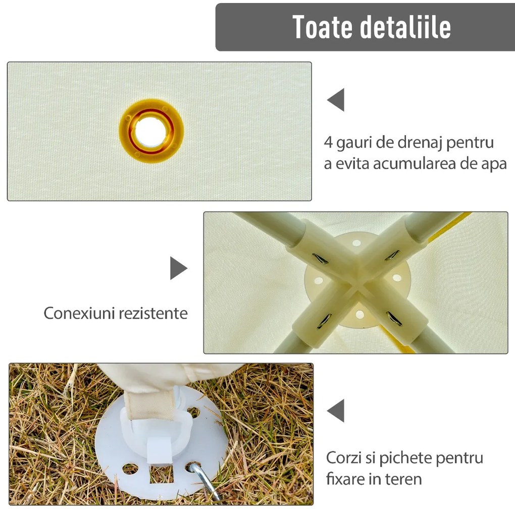 Outsunny Pavilion de Grădină Impermeabil cu Plasă Anti-Țânțari, Design Elegant, Bej, 3x3x2.35m | Aosom Romania