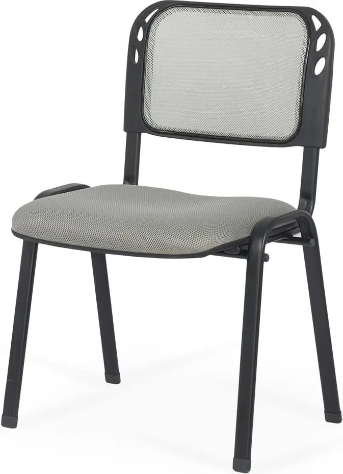 Scaun conferință gri HRC 600 din mesh respirabil cu cadru metalic stivuibil