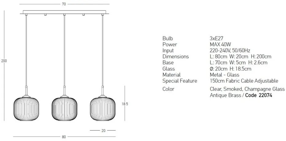 Lustra cu 3 pendule design modern Fannel MIX