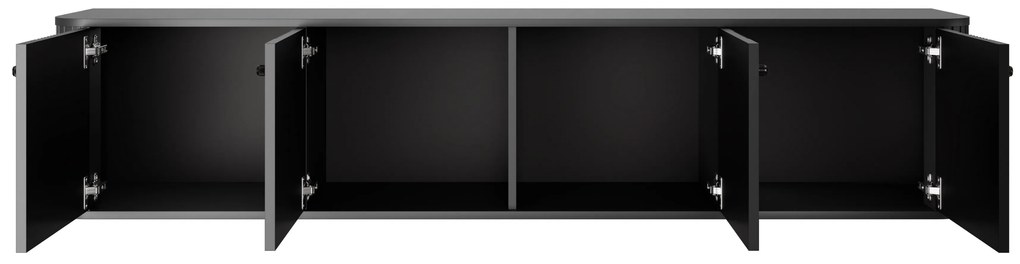 Comodă TV suspendată Vesper 4D 187 cm - negru / mânere negre