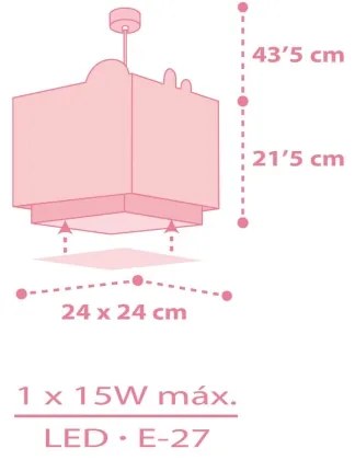 Lustră pe cablu JUNGLE 1xE27/15W/230V roz Dalber 63112S