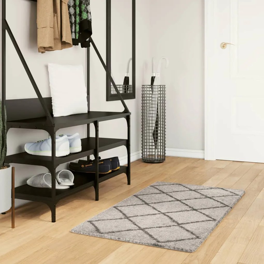 vidaXL Covor pufos &quot;PAMPLONA&quot; cu fire înalte, bej/antracit, 60x110 cm