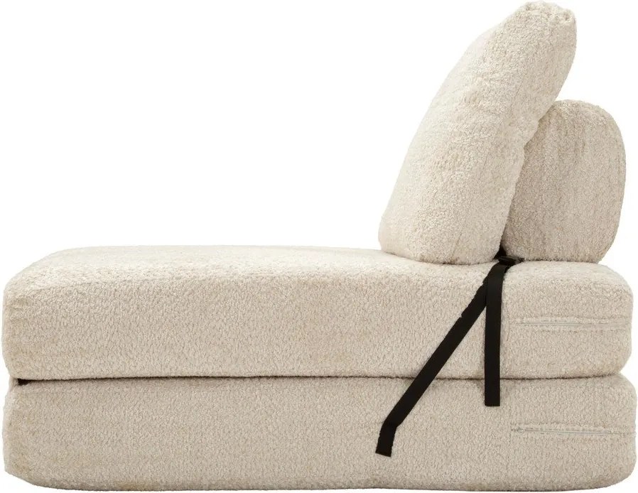 Fotoliu alb extensibil cu tapițerie din țesătură bouclé Faster – Mauro Ferretti