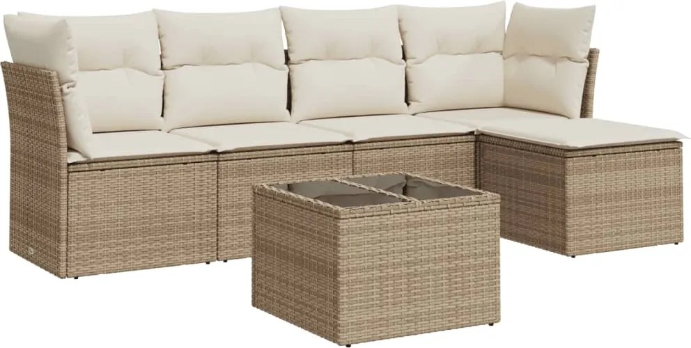vidaXL Set canapele de grădină cu perne, 6 piese, bej, poliratan
