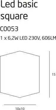 Plafonier, Spot aplicat negru, dim.10x10cm, Led Basic Square C0054 MX