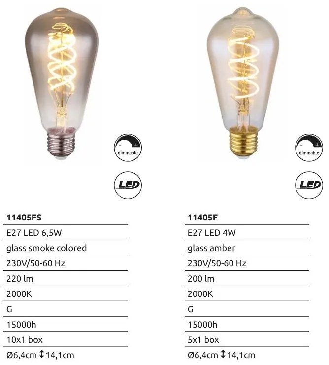 Bec dimabil LED E27 6,5W 220lm 2000K