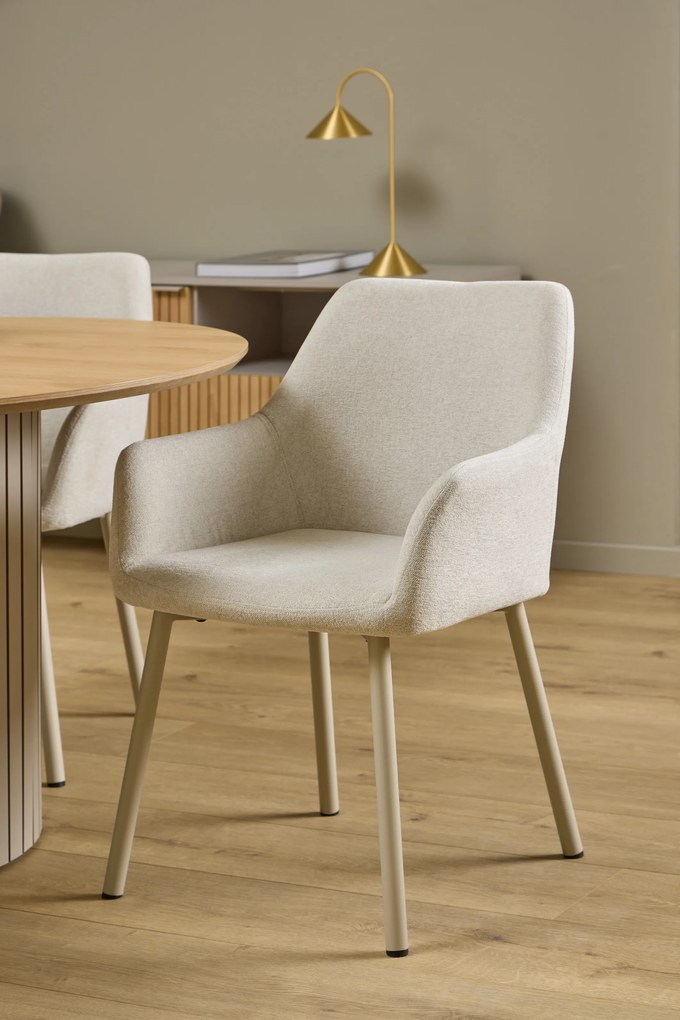 MAZZONI EXPORT VERA Bej (material Apia 453) / cadru bej-gri (cașmir) - SCAUN MODERN ADÂNC TAPIȚAT DIN CHENILLE PENTRU SALON/LIVING LOFT