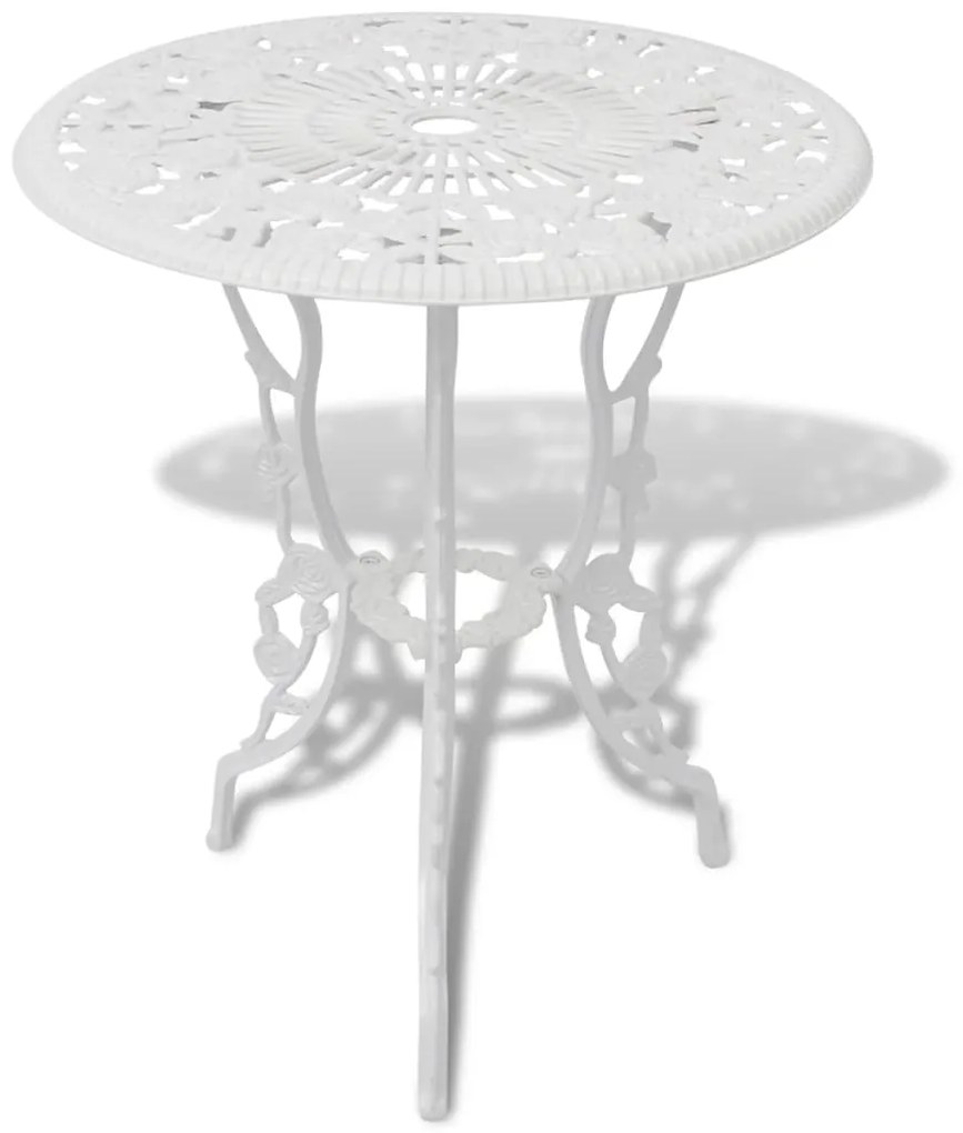 42165 vidaXL Set mobilier bistro, 3 piese, alb, aluminiu turnat