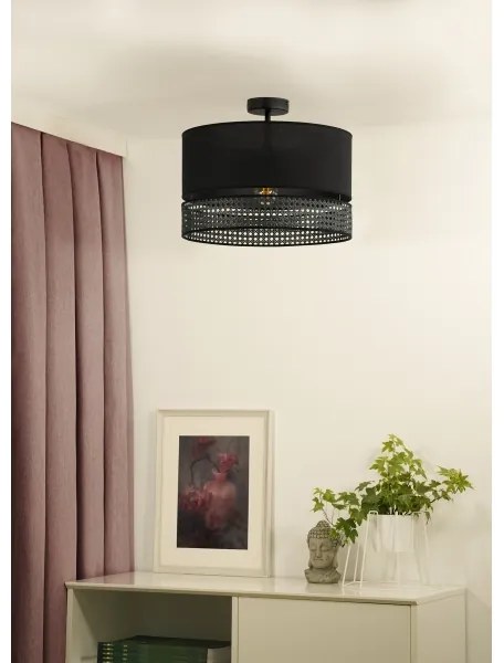 Lustră aplicată DOUBLE Duolla RATTAN 1xE27/15W/230V d. 40 cm negru