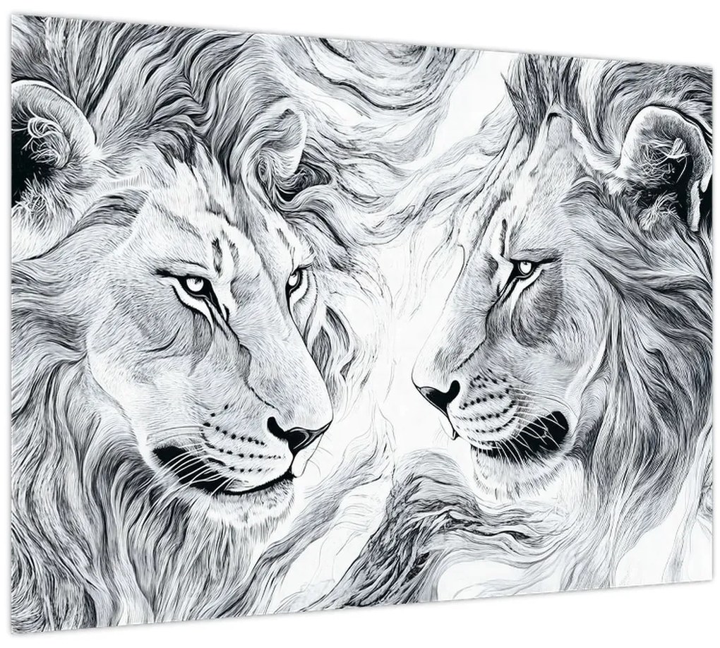 Tablou - Capete de lei desenate (70x50 cm)