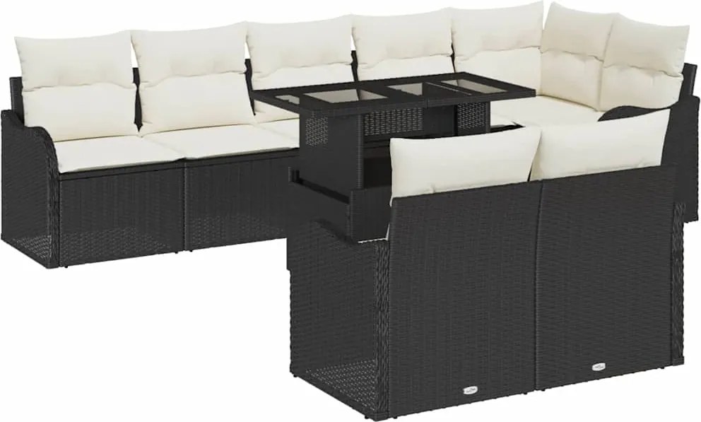 vidaXL Set de lounge cu pernă 9 pcs Negru Rattan poli