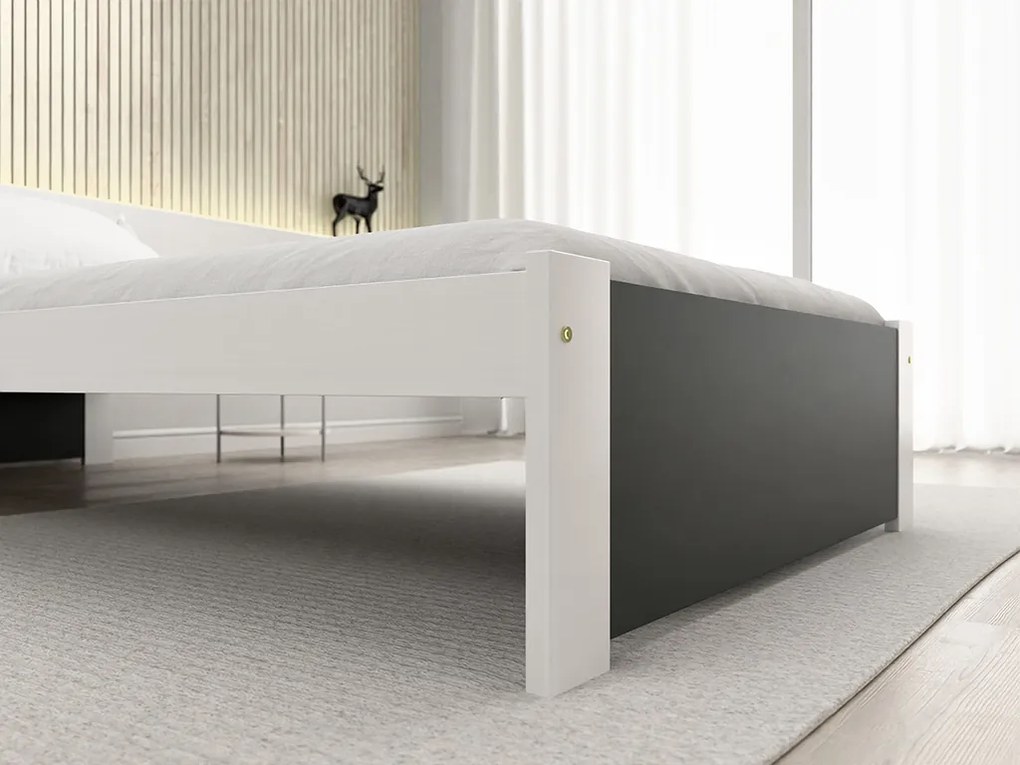 Pat de o persoana IKAROS 90 x 200 cm, antracit/alb Saltele: Cu saltele Sommera 18 cm, Somiera pat: Cu lamele drepte