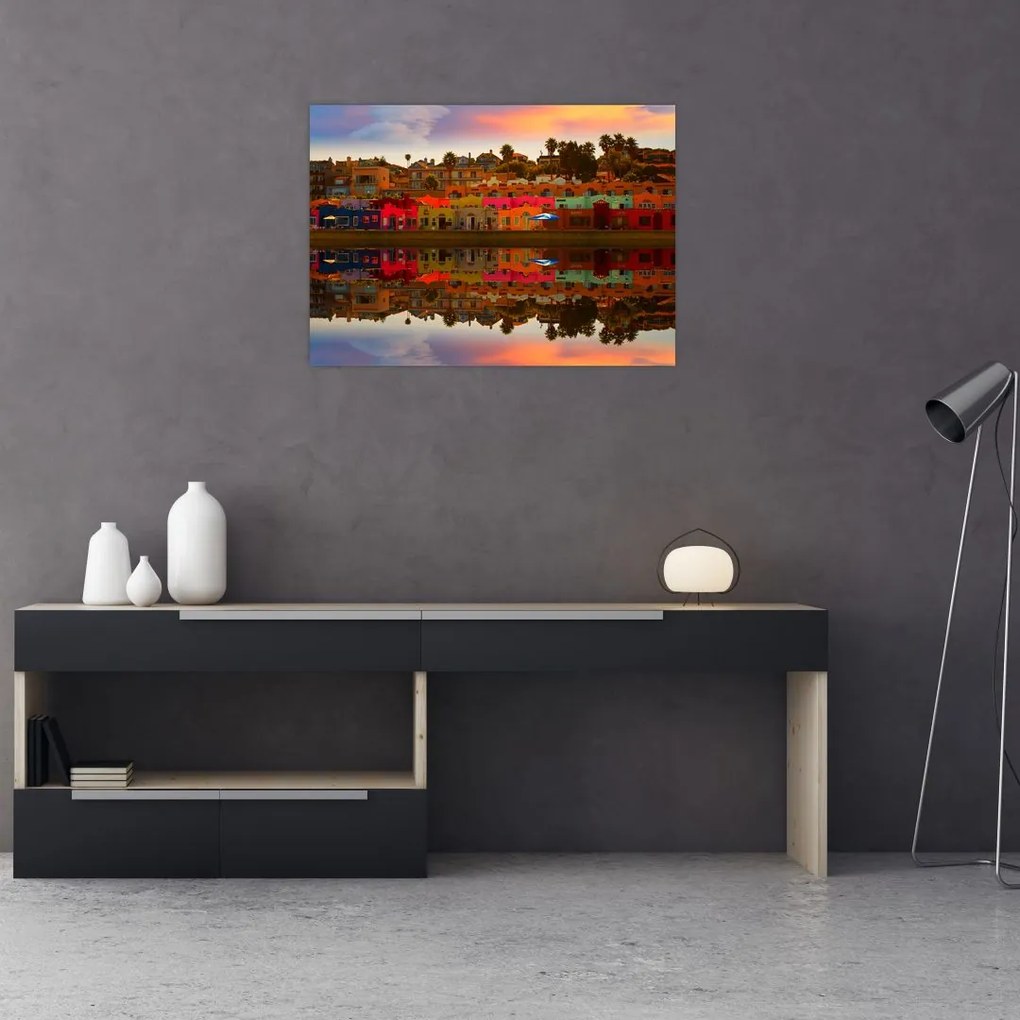 Tablou pe sticlă - Loc pentru baie de vară (70x50 cm)