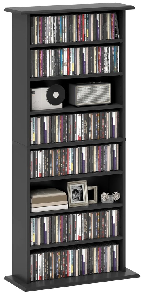HOMCOM Dulap pentru CD-uri cu 6 Rafturi Reglabile pentru 360 CD-uri/185 DVD-uri Negru | Aosom Romania