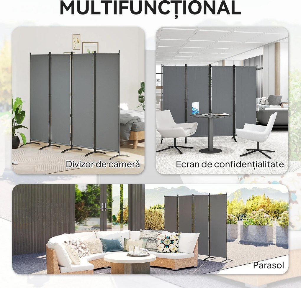 Outsunny Paravan Pliabil de Divizare Camera din 4 Panouri | Aosom Romania