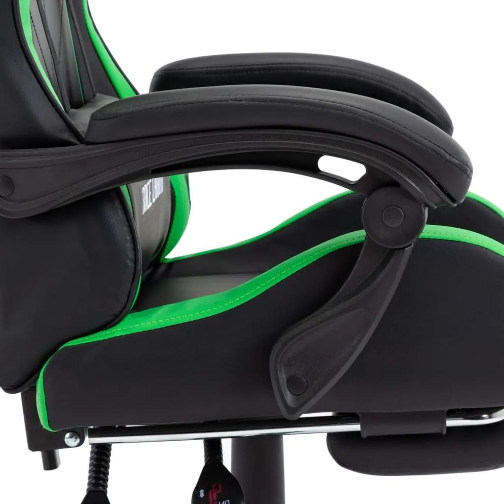 Scaun de racing suport picioare verde negru piele ecologica 1, verde si negru