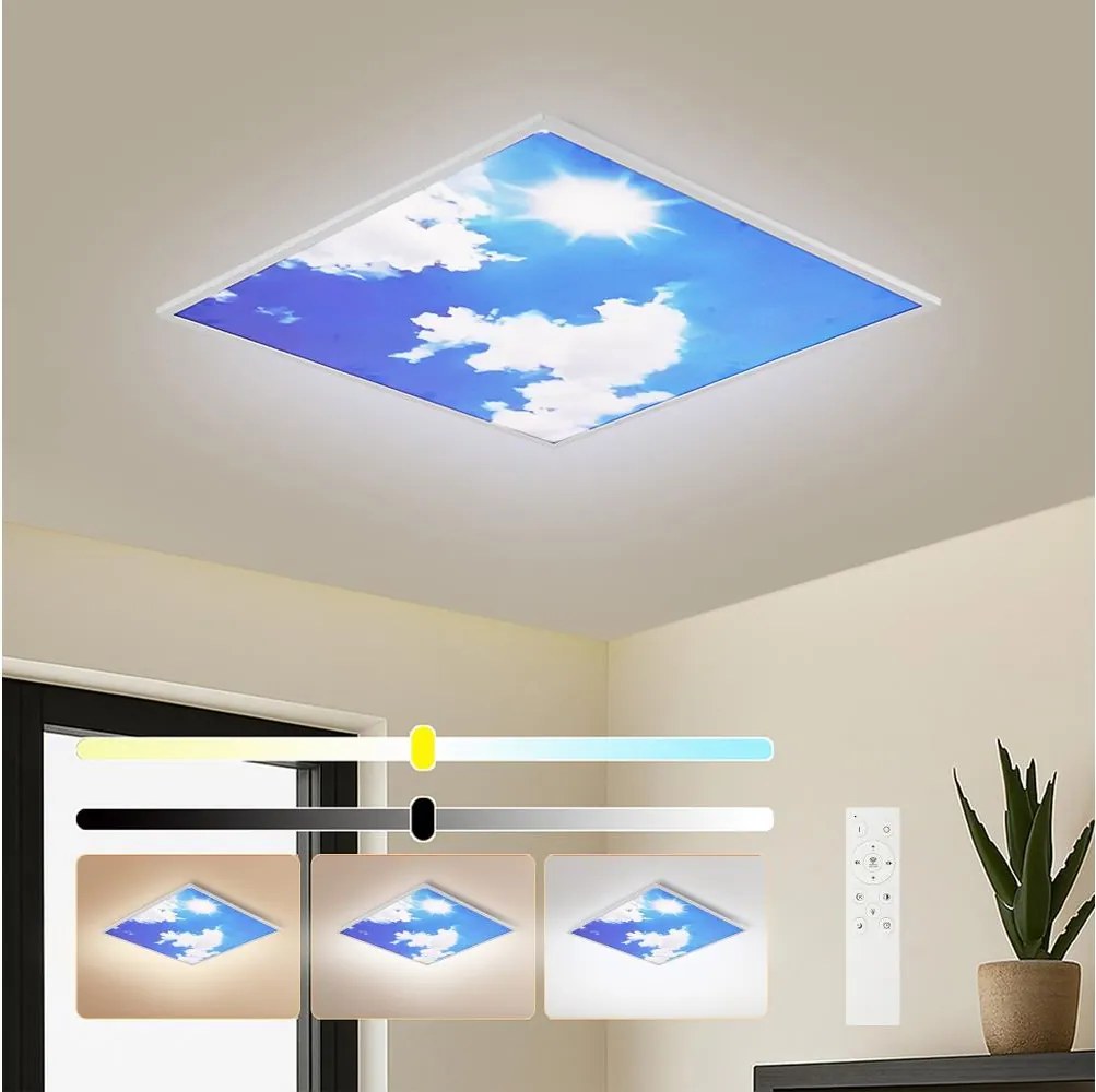 Brilagi-LED SLIMFRAME – corp de iluminat LED dimabil, 58W, 230V, 60x60 cm, argintiu/albastru + telecomandă