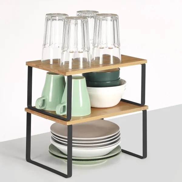 Set de 2 rafturi de depozitare MARGE, negru/maro