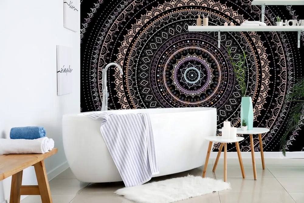 Tapet Mandala cu model de soare în nuanțe mov