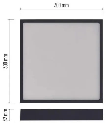 Plafonieră LED/28,5W/230V 3000/3500/4000K 30x30 cm negru