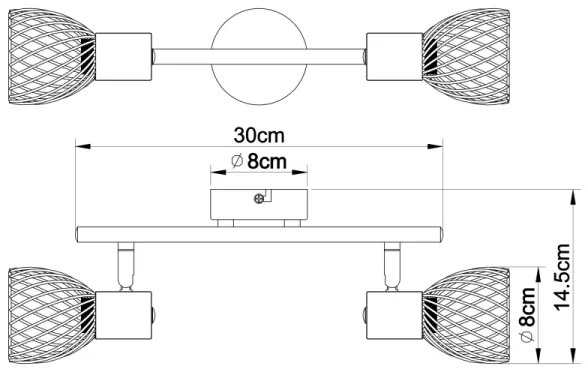 Spot TEXAS 2xE14/40W/230V crom mat Globo 54809-2
