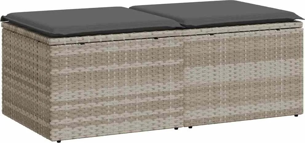 vidaXL Set canapea de grădină cu perne, 2 piese, gri deschis poliratan