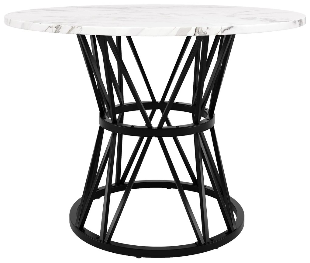 Masă rotundă pentru 4 persoane, Alb+Negru | Aosom Romania