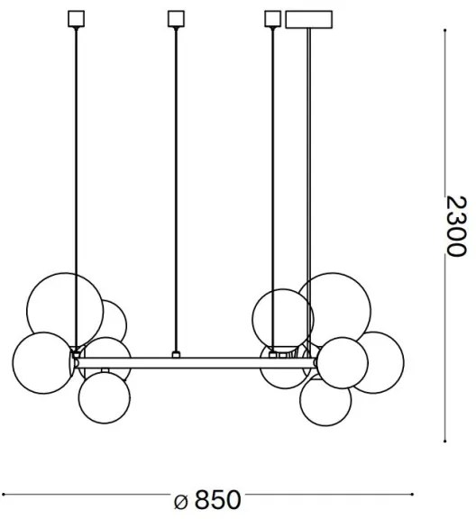 Ideal Lux - Lustru LED suspendat pe cablu PERLAGE 14xG9/3W/230V, diam. 85 cm, negru/fumuriu
