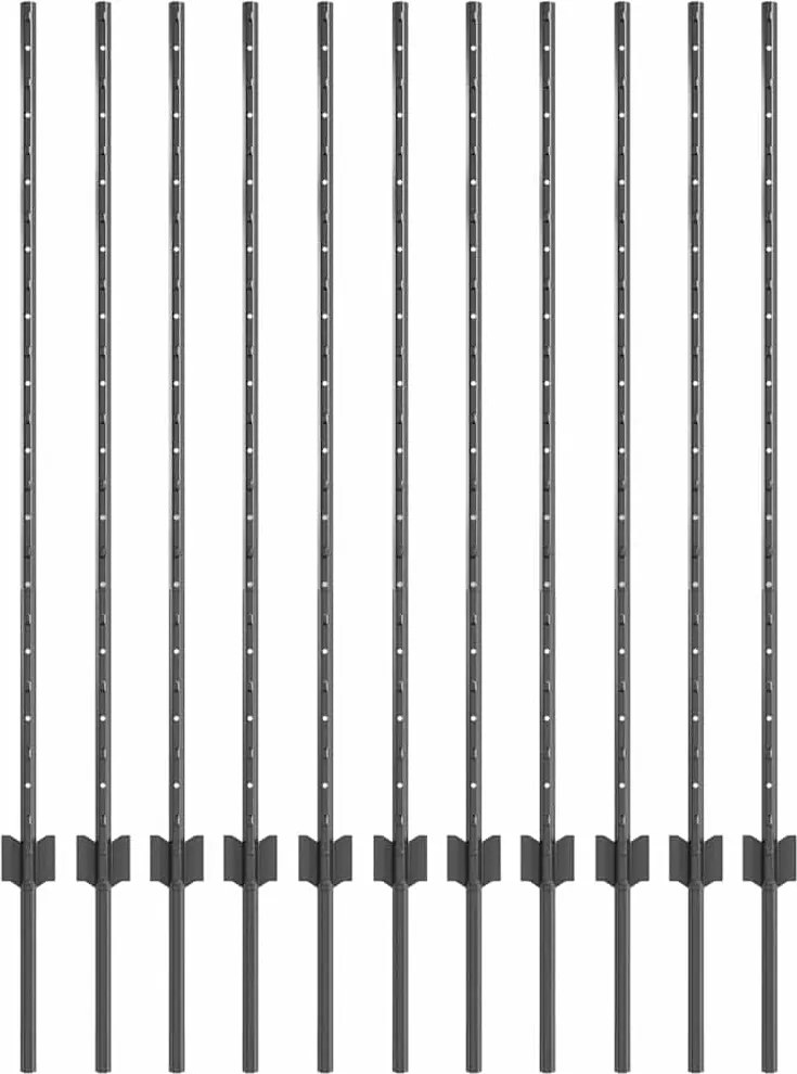 vidaXL Stâlp de gard. 11 pcs Gri 120 cm Oțel