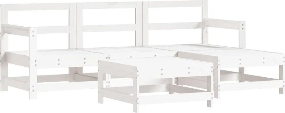 vidaXL Set mobilier relaxare de grădină 5 piese alb lemn masiv de pin