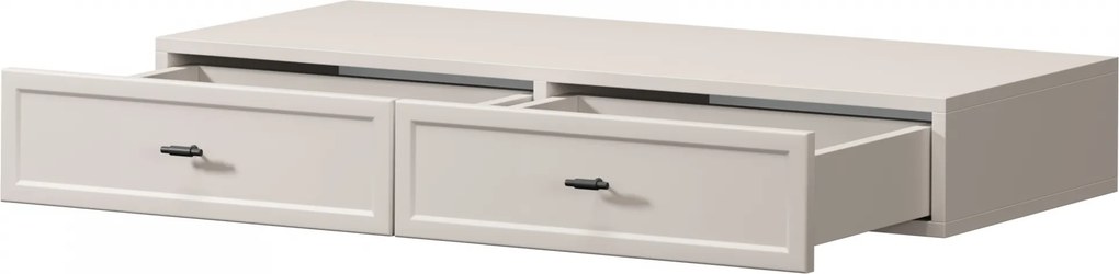Consolă suspendată cu sertare Lorini 100 cm - cașmir / mânere negre T-bar