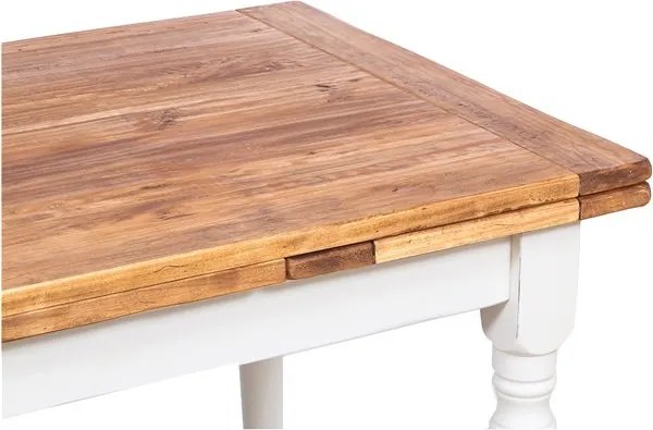 Masa extensibila, L120(210) 80 H80 cm, alb antic natur, lemn masiv