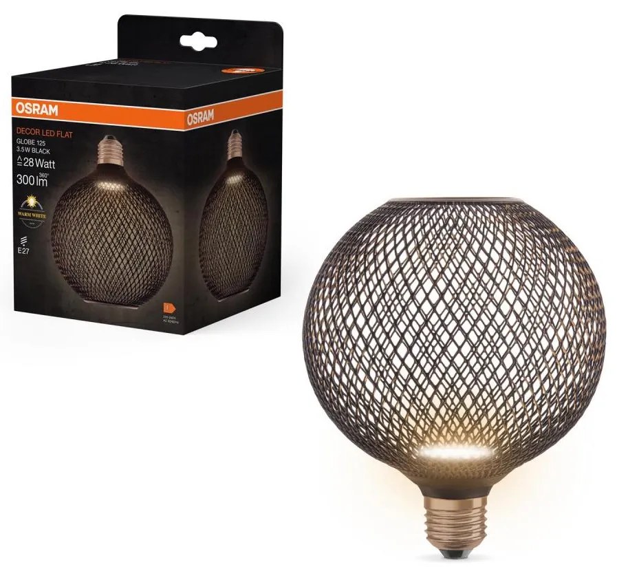 Bec LED Osram DECOR FLAT G125 E27/3,5W/230V 2700K negru