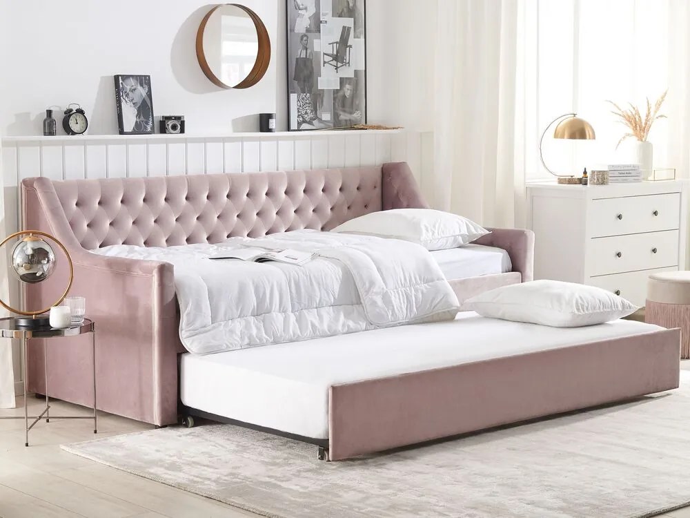 Pat extensibil 90x200 cm Maisha (roz). 1035496