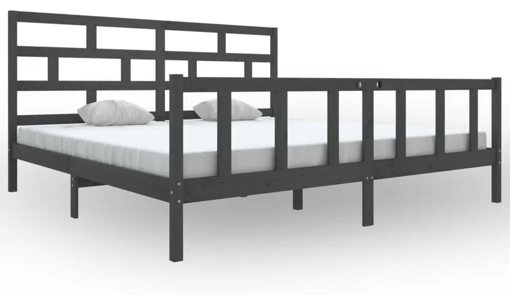 3101370 vidaXL Cadru de pat, gri , 200x200 cm, lemn masiv de pin
