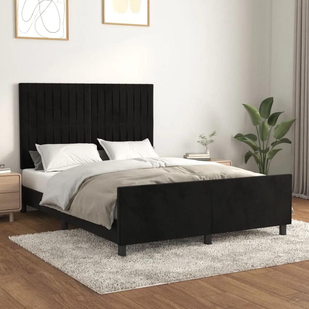 3125881 vidaXL Cadru de pat cu tăblie, negru, 140x200 cm, catifea