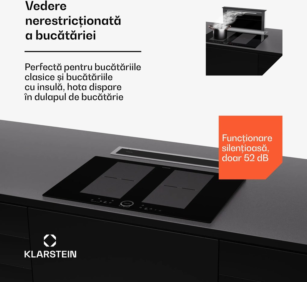 Klarstein Royal Flush Eco Slim 60, hotă, 60 cm, 650 m³/h, EEK A