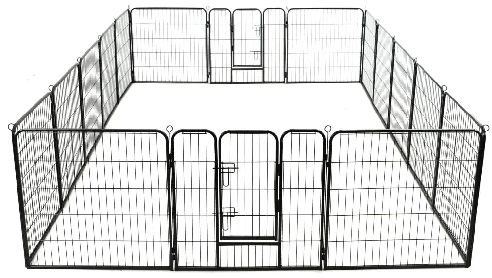 Tarc pentru caini, 16 panouri, otel, 80 x 80 cm, negru 80 x 80 cm, 16 panouri