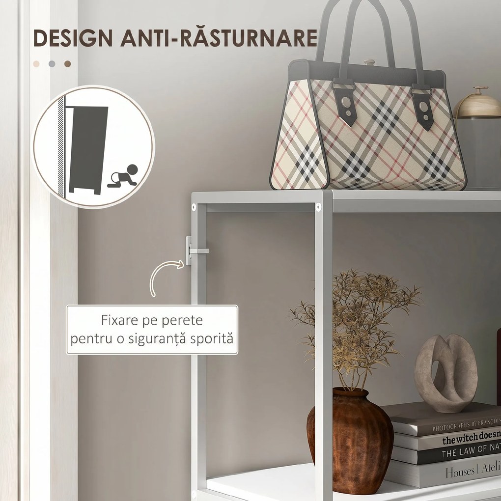 HOMCOM Masă Consolă de Intrare Subțire cu Partea Superioară Deschisă, Dulap Consolă din Oțel și PAL, 100x30x87 cm, Alb | Aosom Romania