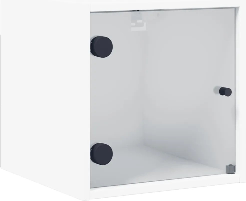 vidaXL Noptieră cu ușă de sticlă, alb, 35x37x35 cm