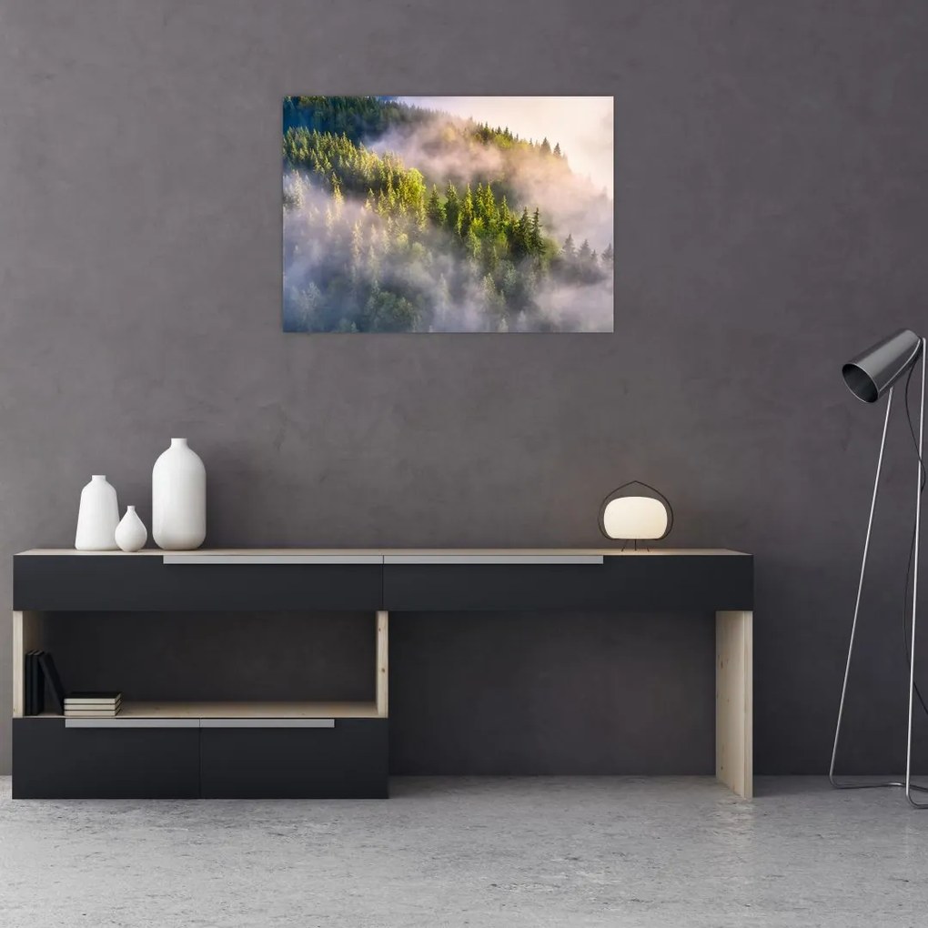 Tablou pe sticlă peisajului montan (70x50 cm)