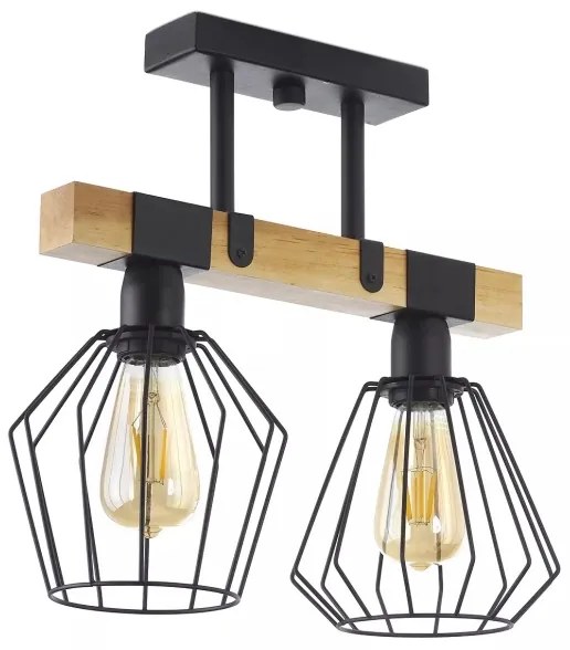 Lustră aplicată CAMEROON 2xE27/60W/230V neagră/lemn