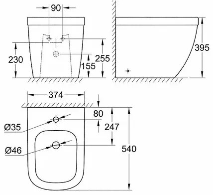 Bideu pe pardoseala Grohe Euro Ceramic