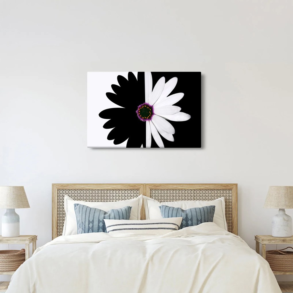 Tablou - Floare, alb- negru (90x60 cm)