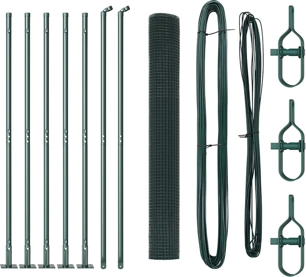 vidaXL Stâlp de gard. Verde 10 x 1 m (plasă cu ochiuri de 19 x 19 mm)