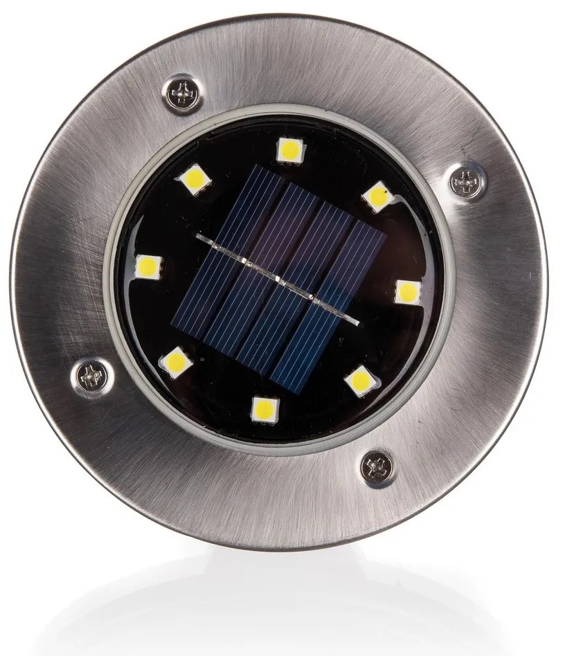 Happy Green Lampă LED încastrabilă solarăargintie, 12 cm