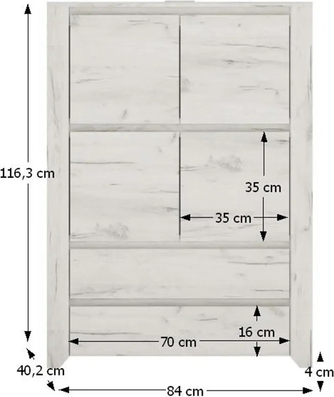 Comoda tip 33, alb craft, ANGEL