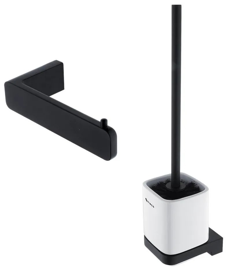 Perie de toaletă de perete și suport de hârtie igienică NIMCO MAC set-94KN-90 MAYA negru mat