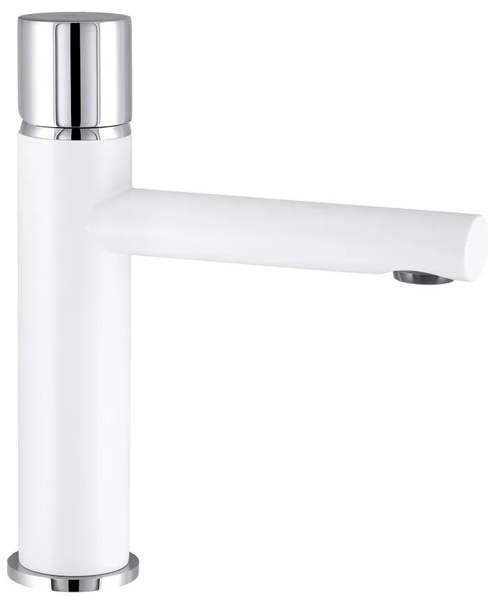 Baterie lavoar Rubineta Etna monocomanda finisaj alb mat-crom lucios